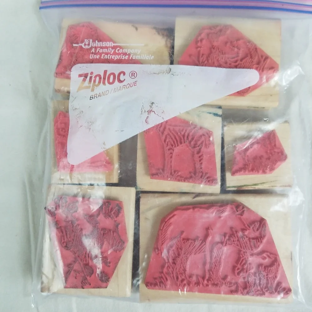 Vintage Wild Animal Wood Mounted Rubber‎ Stamps Lot of 7 Safari Nature Craft